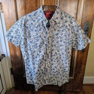 Rodeo Clothing Co. Shirt Men’s Size XL Blue White Paisley Snap Buttons Western